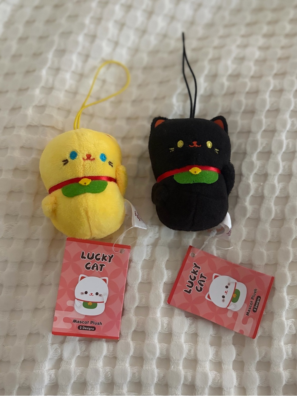 Lucky Brand Plush Lucky Cat Duo - Yellow & Black Hanging Mascots
